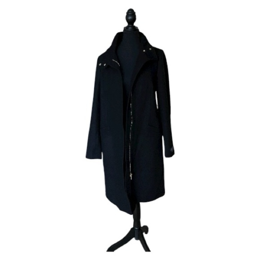 Le Chateau Classic Black Wool Blend Coat - Picture 6 of 7